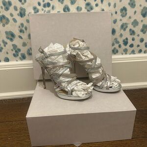 Jimmy Choo Strappy Leather Glitter accent Sandals